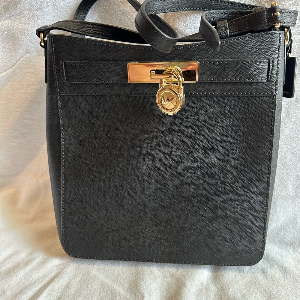 Michael Kors Black Shoulder Bag with Gold Accents